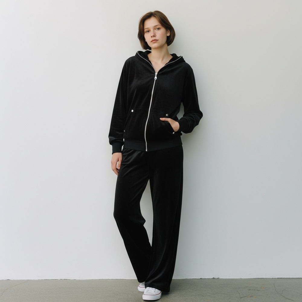 Michael Kors Black Velour Fleece Jogger Suit 2PC Set P‎ XSmall